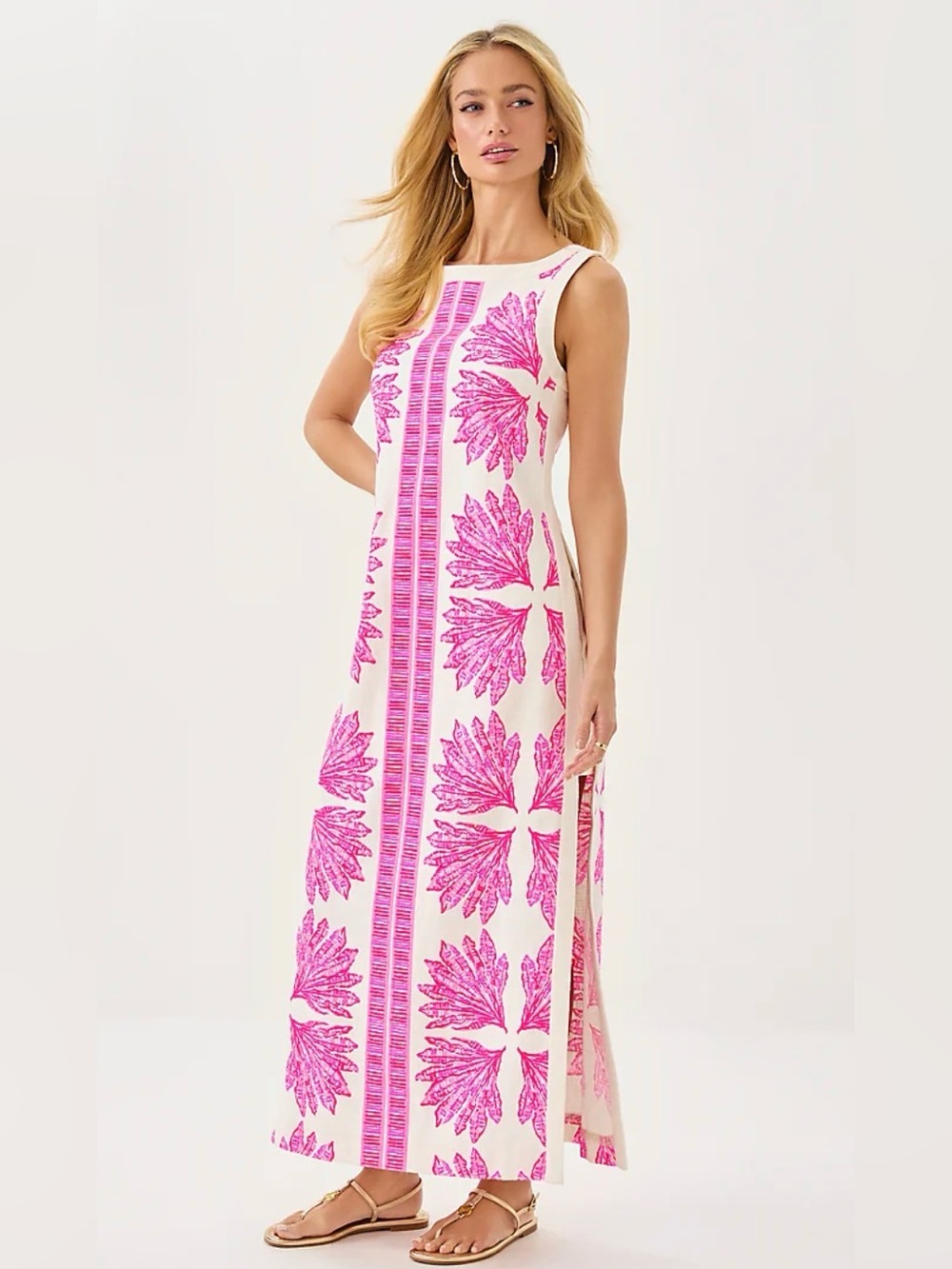 Lilly Pulitzer Eleanora Maxi Romper with Hot Pink Floral Print